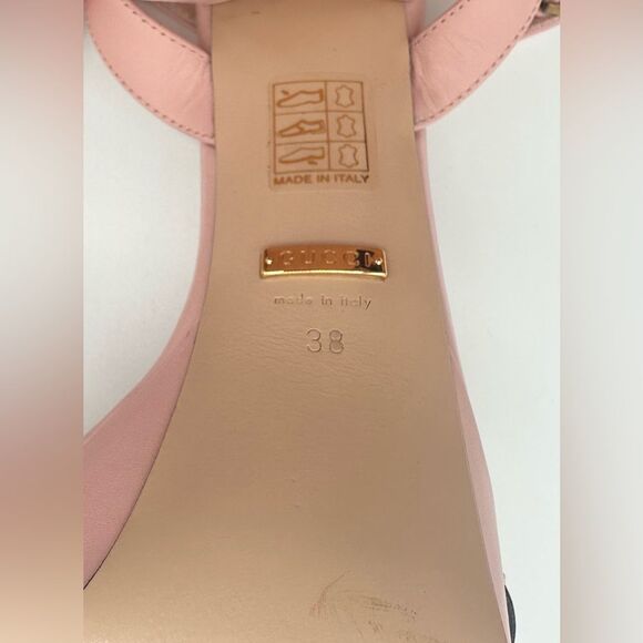 Gucci GG Marmont Platform Sandals Pink Block High Heel Ankle Strap EU 38 US 38 - Picture 9 of 13